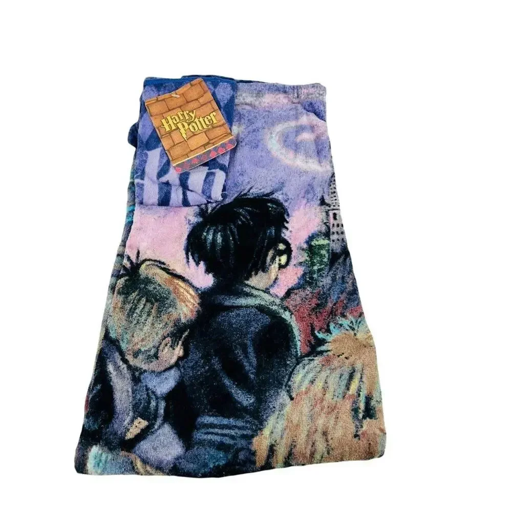Vintage 2000 Harry Potter Beach Bath Towel Kids Harry Hermione Ron Boat Castle